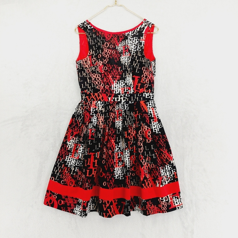 Jessica Simpson Chic Red and Black Graphic Print Midi Dress P2753 - Picture 4 of 7
